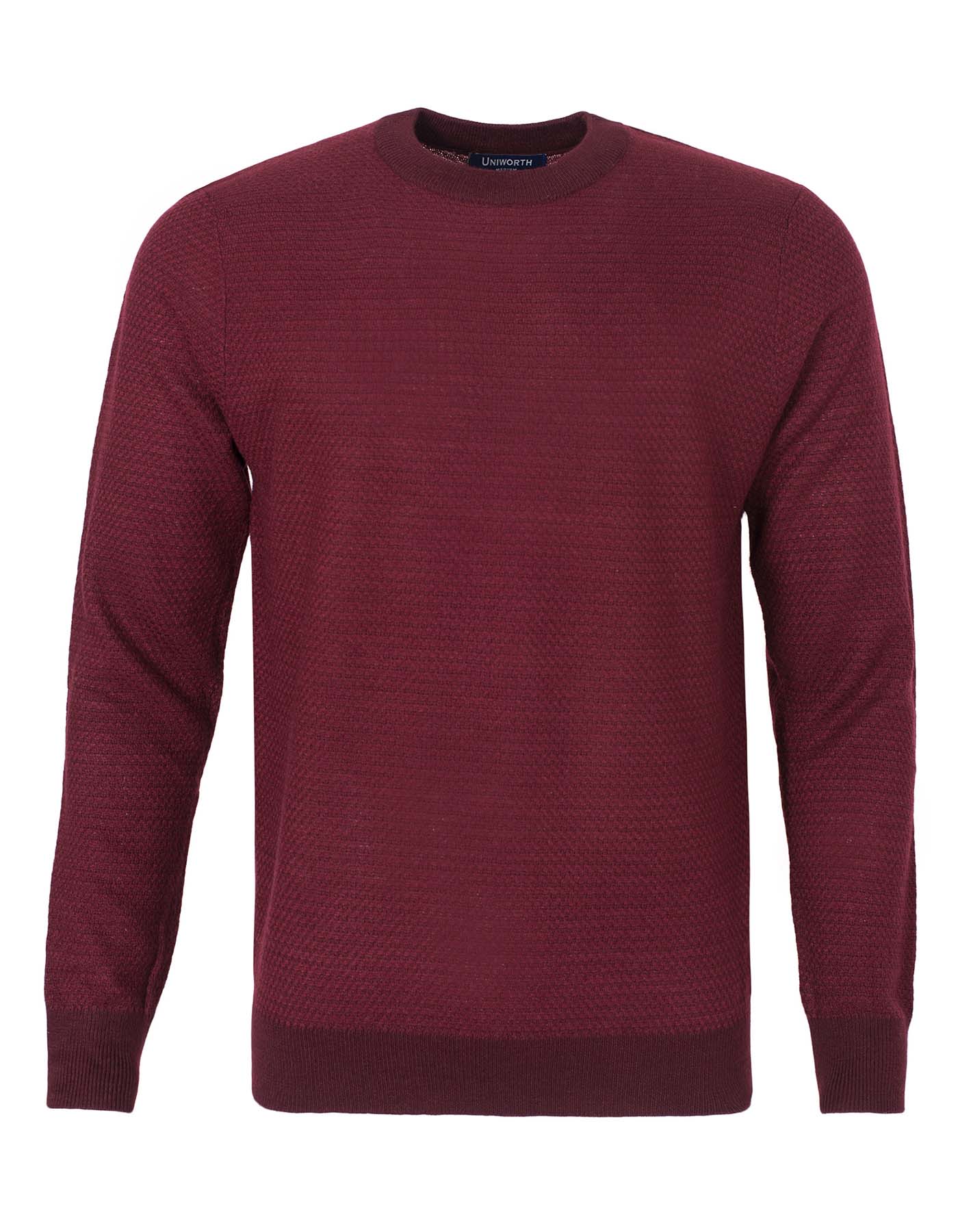 Burgundy Texture Full Sleeve Sweater